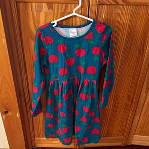 Hanna Andersson Teal Dress with Red Apple Print